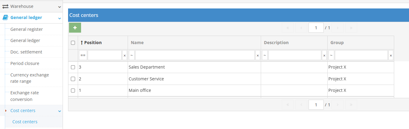 Creating and managing cost centers in accounting system